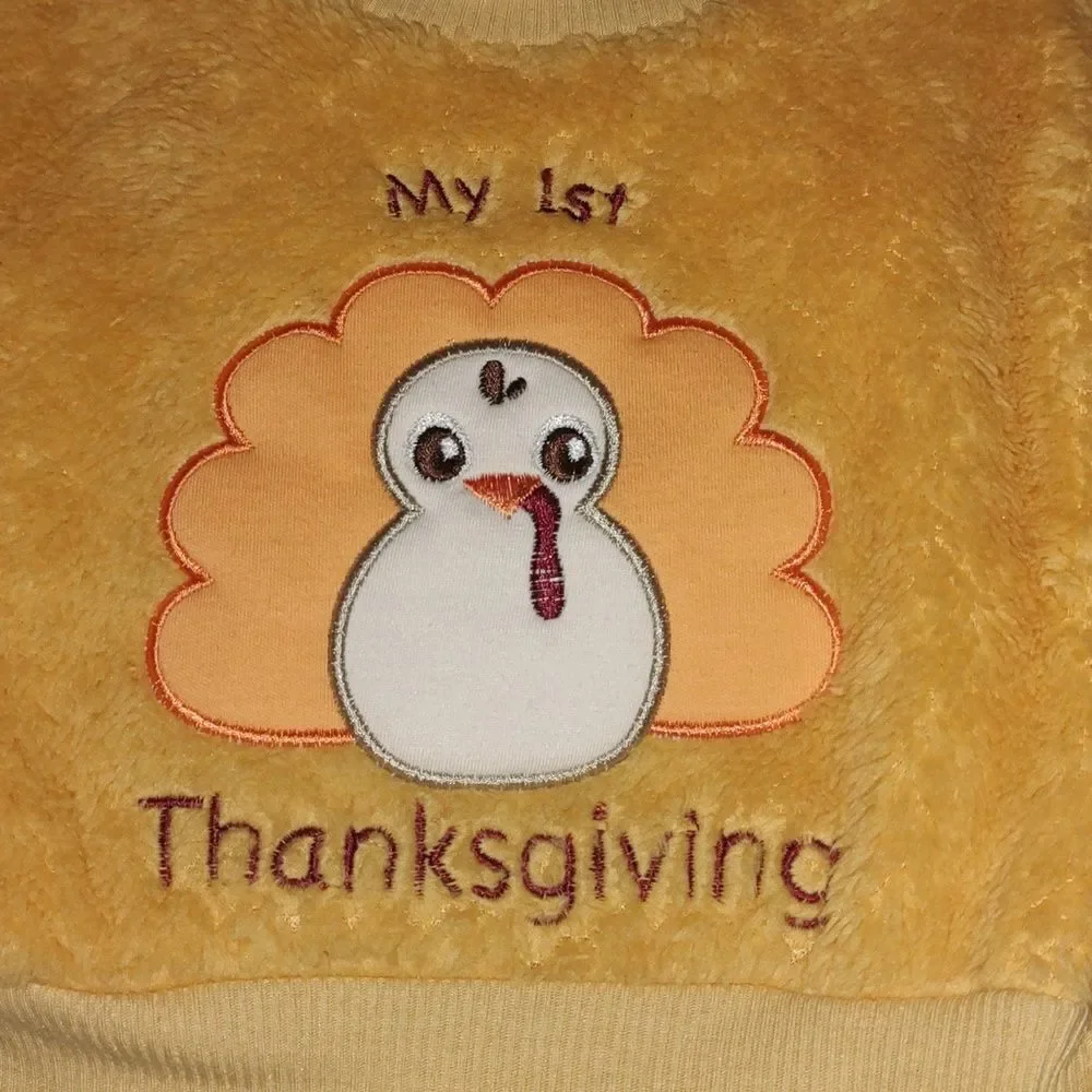 Chic Pea 2pc yellow fleece My 1st Thanksgiving outfit  Sz 0-3 months  NWT